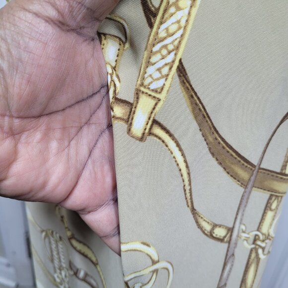 Lauren Ralph Lauren Chain Link Print Maxi Dress Size 18 Belted V-Neck Chic - Picture 9 of 13